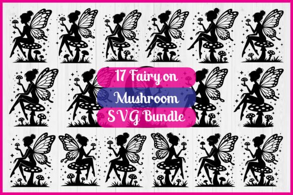 17 Fairy Sitting on Toadstool SVG: Graphics & Illustrations for Handmade Magic
