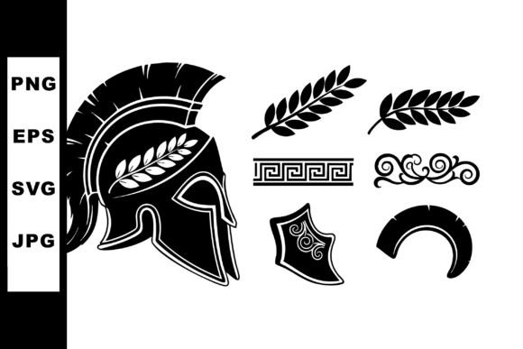 Ancient Greek Spartan Helmet with Olive Graphics