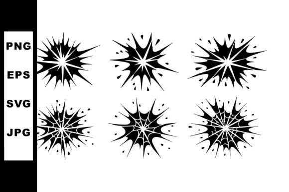 Black Explosive Starburst Vector Shapes: Graphics & Illustrations