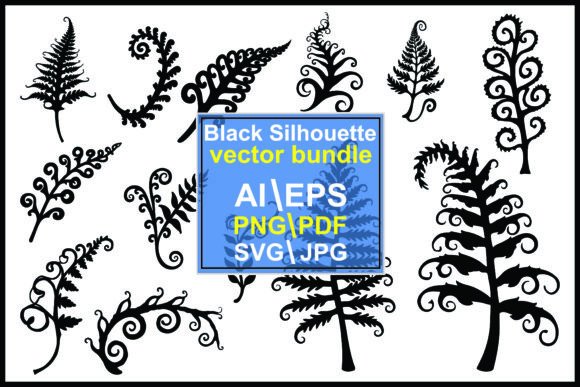 Black Fern Leaf Silhouette Graphics & Illustrations