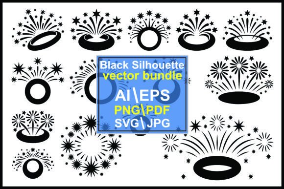 Black Fireworks & Starburst Graphics