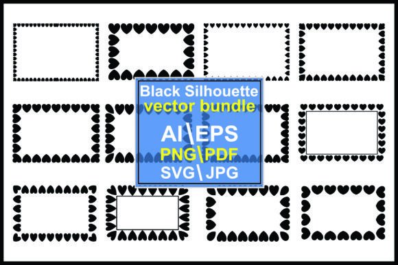 Black Heart Shape Frame Graphics & Illustrations