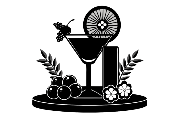 Black Silhouette Logo Cocktail Graphics