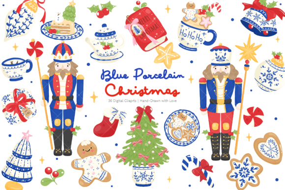 Blue Porcelain Christmas Clipart