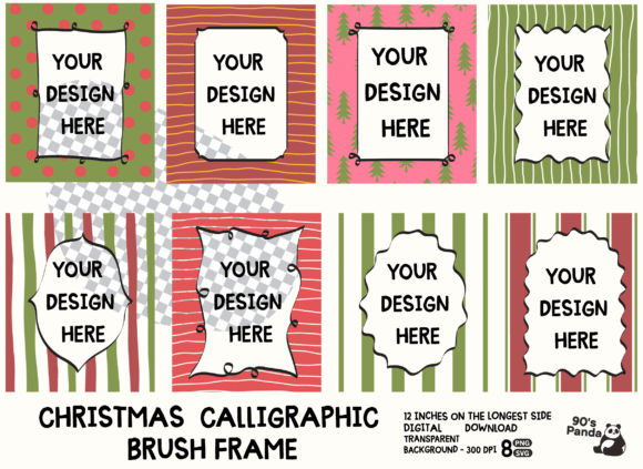 Christmas Calligraphic Brush Frame: Graphics & Illustrations