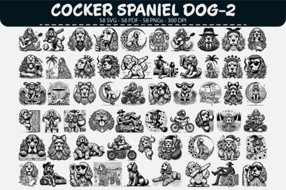 Cocker Spaniel Vector Clipart –58 Design: Graphics & Illustrations