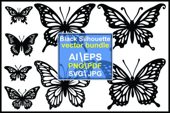 Collection of Silhouette Butterflies: Graphics & Illustrations