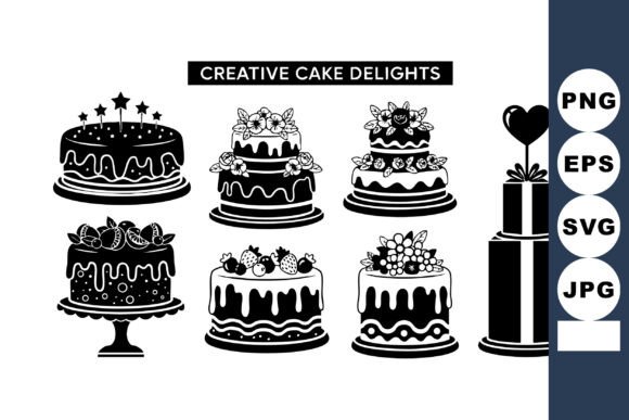 Creative Black Silhouette Birthday Cake Graphics & Illustrations