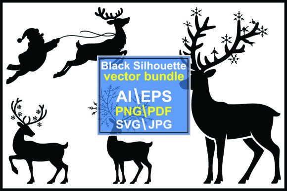 Deer Silhouette Vector Bundle: Graphics & Illustrations for Holiday Publishing