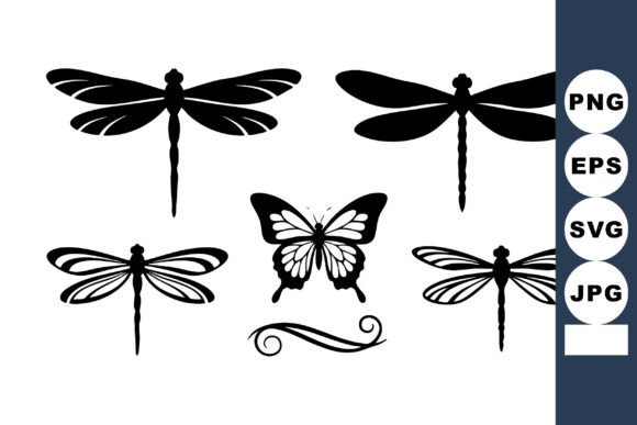Dragonfly and Butterfly Silhouettes Graphics