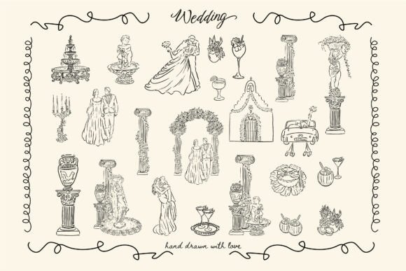 Hand Drawn Wedding Elements Collection: Graphics & Illustrations