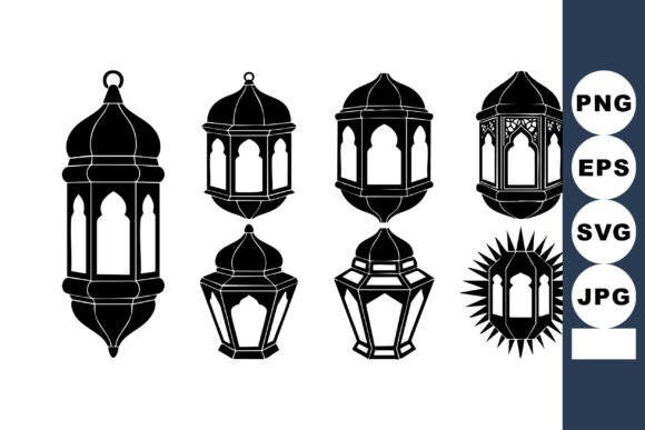 Islamic Lantern Silhouettes Vector Graphics & Illustrations