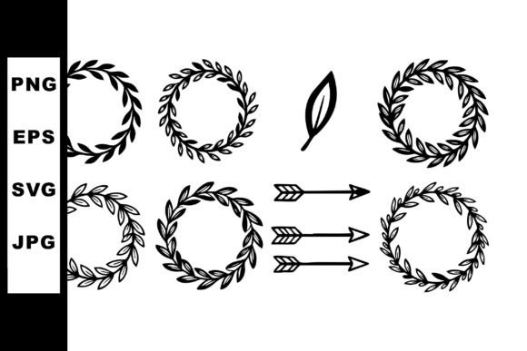 Laurel Wreath Vector Set with Arrow and Graphics