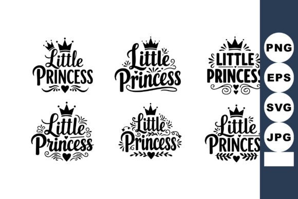 Little Princess Text Design Set with Cro: Graphics & Illustrations