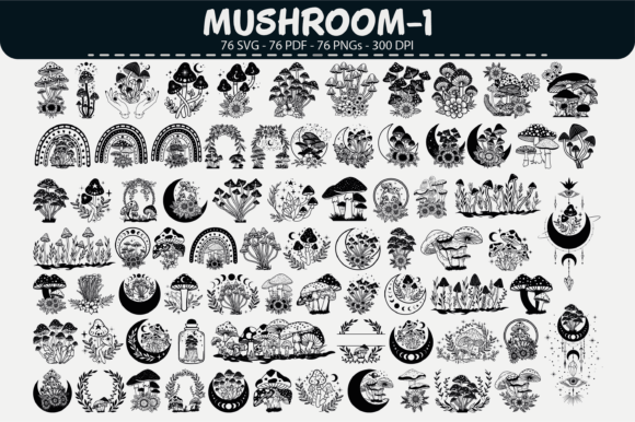Mushroom Clipart Bundle – 76 Designs: Graphics & Illustrations