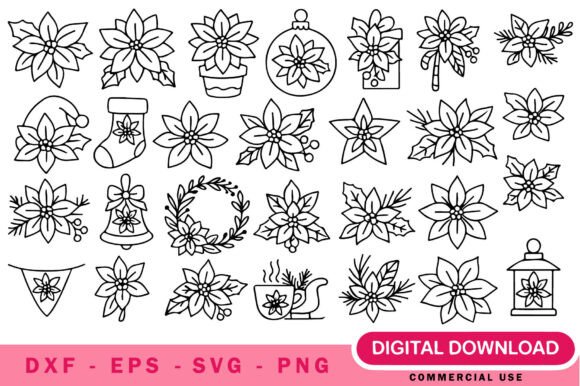 Poinsettia Flower SVG Bundle: Graphics & Illustrations for Festive Branding