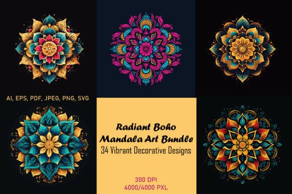 Radiant Boho Mandala Art Bundle