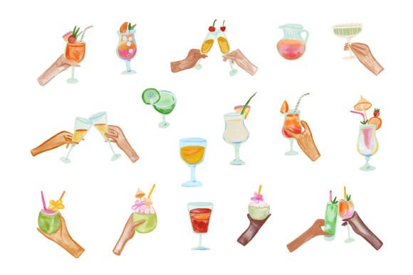 Refreshing Hand-Drawn Drink Illustrations Graphics