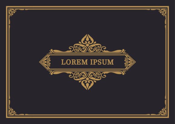 Retro Elegant Gold Frame Graphics & Illustrations