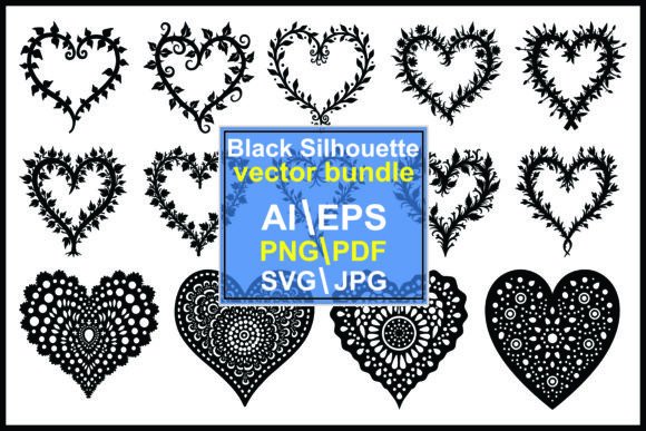 Set of Heart Silhouette Vector Bundle: Graphics & Illustrations