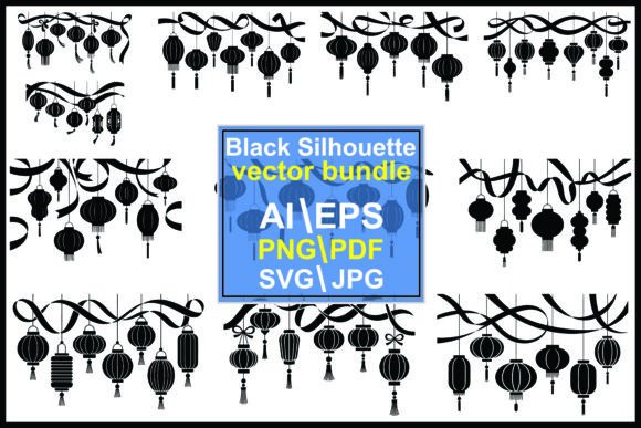 Silhouette Chinese Lanterns Hanging Graphics