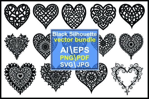 Silhouette Heart Shapes Collection: Graphics & Illustrations