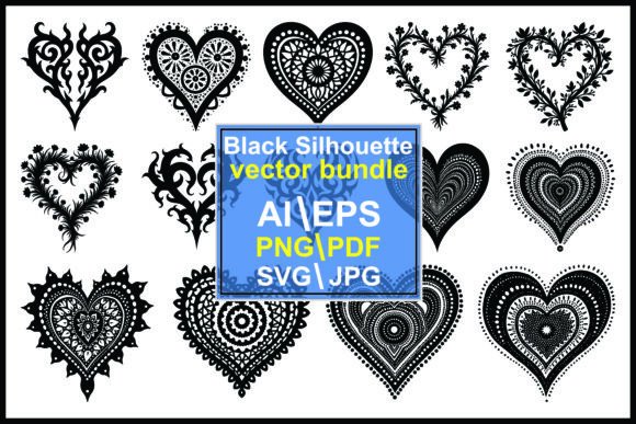 Silhouette Heart with Black Lace Graphics
