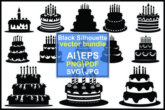 Silhouette of Birthday Cake: Clean Graphics & Illustrations