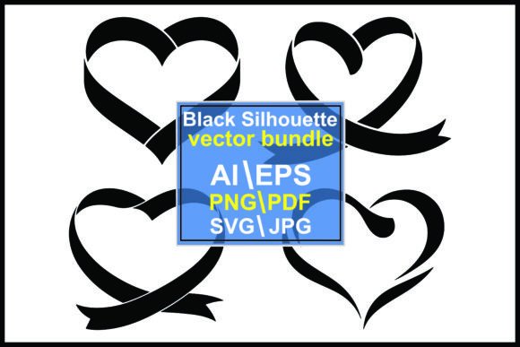 Silhouette Ribbon Hearts Vector Bundle: Graphics & Illustrations for Crafters