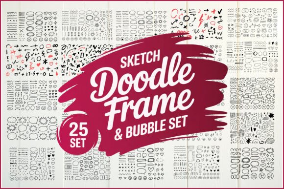 Sketch Doodle Frame Bubble SVG Set: Hand-Drawn Graphics & Illustrations