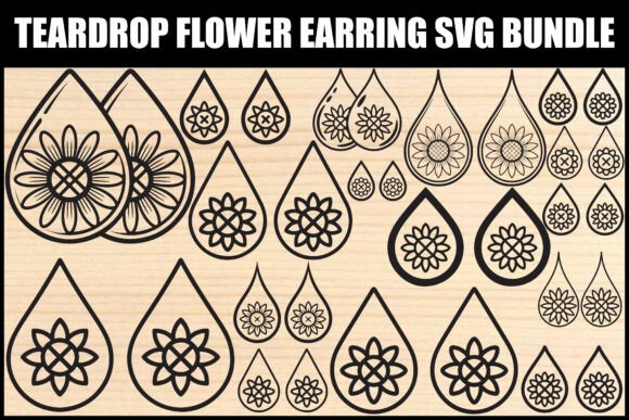 Teardrop Flower Earring SVG Bundle: Graphics & Illustrations for Local Branding