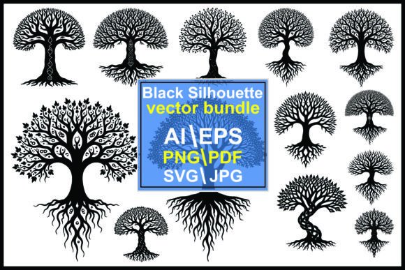 Trees Roots Branches Silhouette Bundle: Graphics & Illustrations