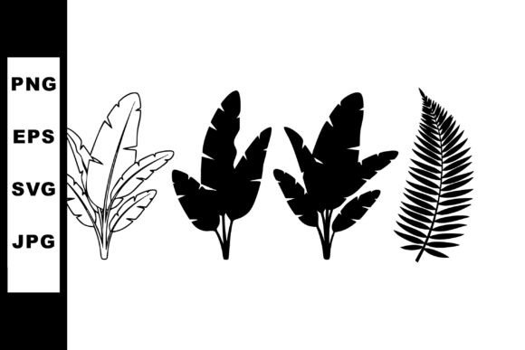 Tropical Banana and Palm Leaves Silhouette