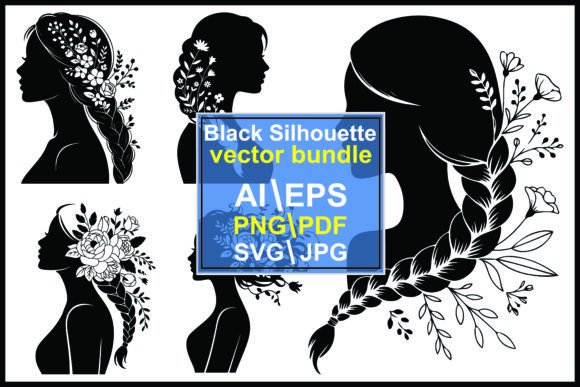 Woman with Flower in Hair Silhouette