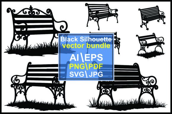 Wooden Bench Silhouette Clipart: Graphics & Illustrations